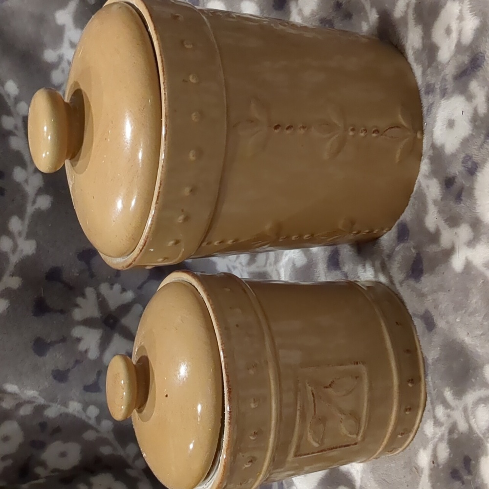 Tea, Coffee, Flour, or Sugar Canisters w/ Milk Dish